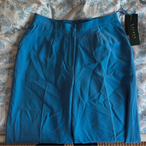 Ralph Laure. Aqua Blue Suede Silk Trousers - Picture 2 of 4